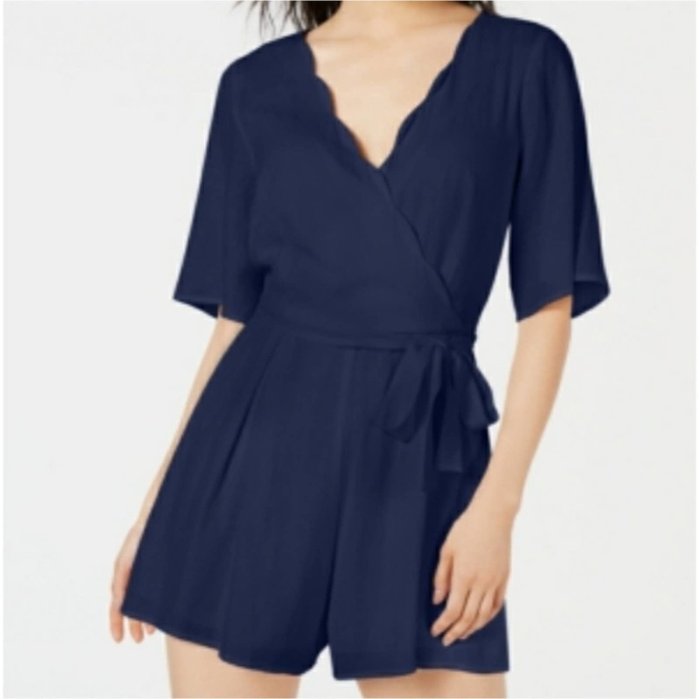 Francesca's Trixxi Scalloped Navy Wrap Romper -NWT
